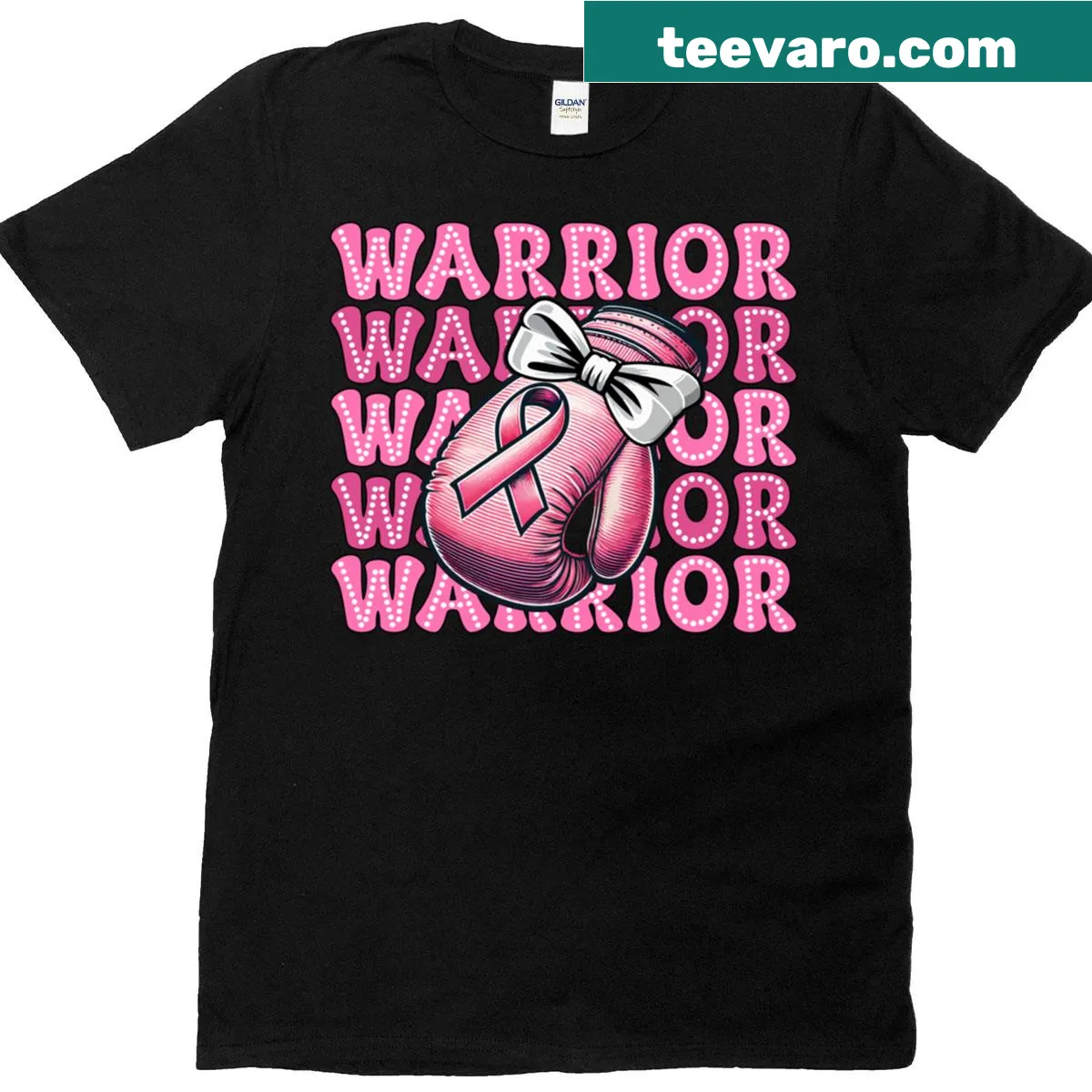 Cute t-shirt with boxing gloves and a pink ribbon design — on a men's t-shirt