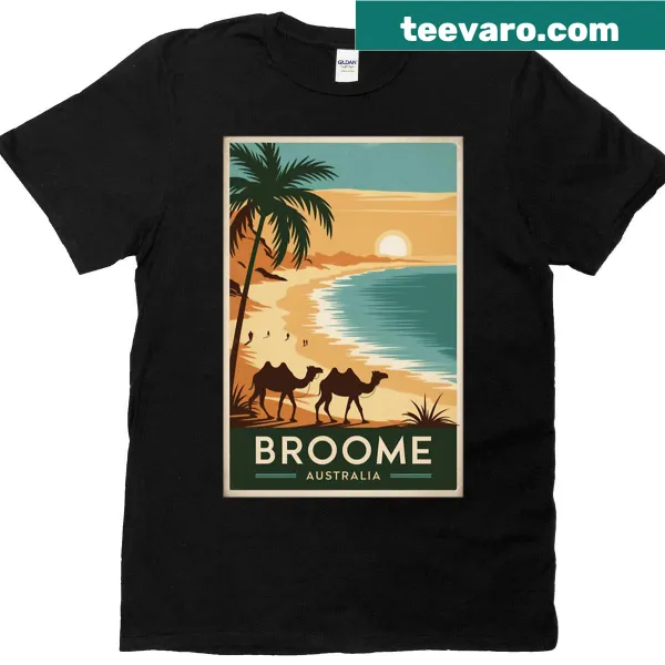 Vintage T-shirt inspired by travel posters featuring Broome