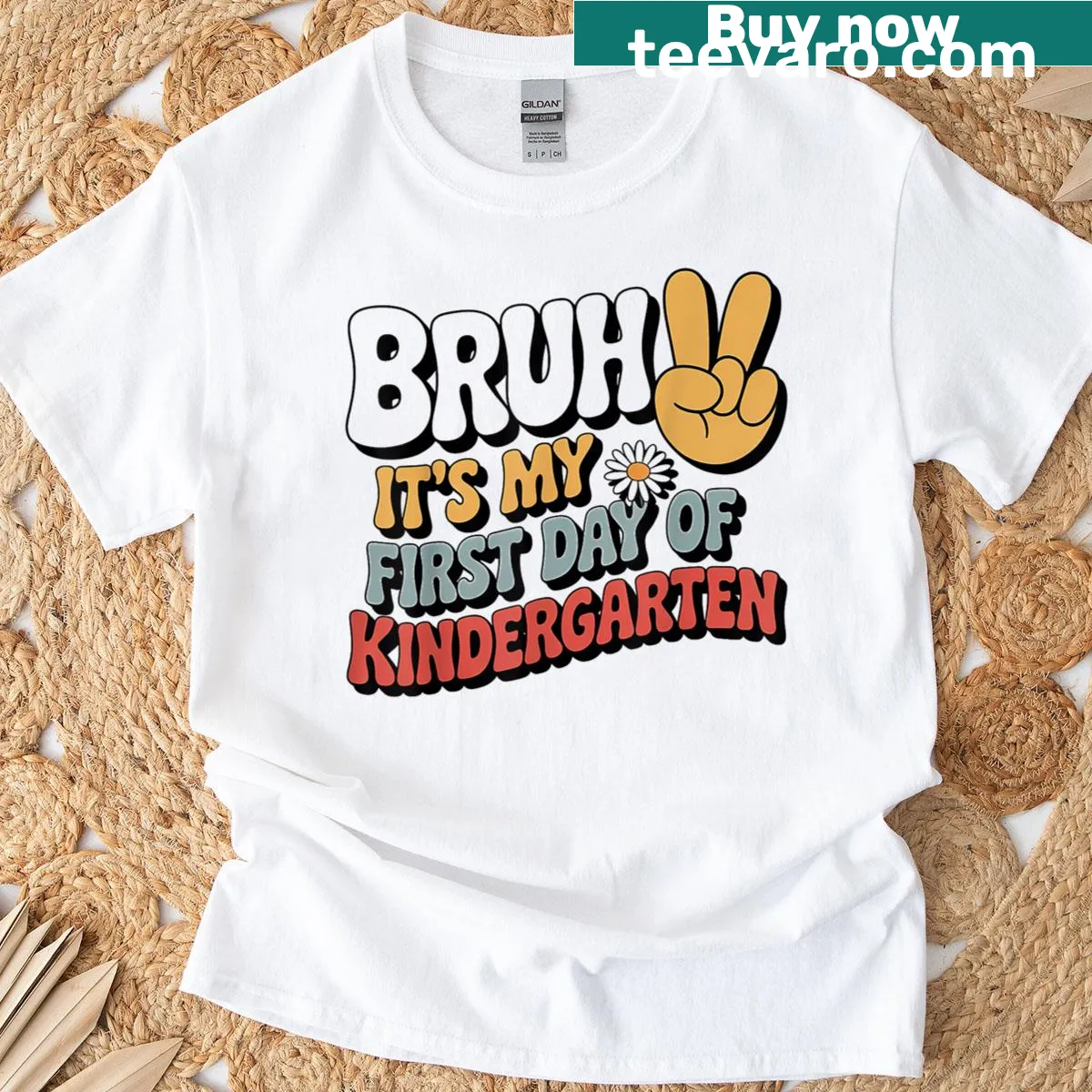 T-shirt with humorous first day of kindergarten text for boys — on a men's t-shirt
