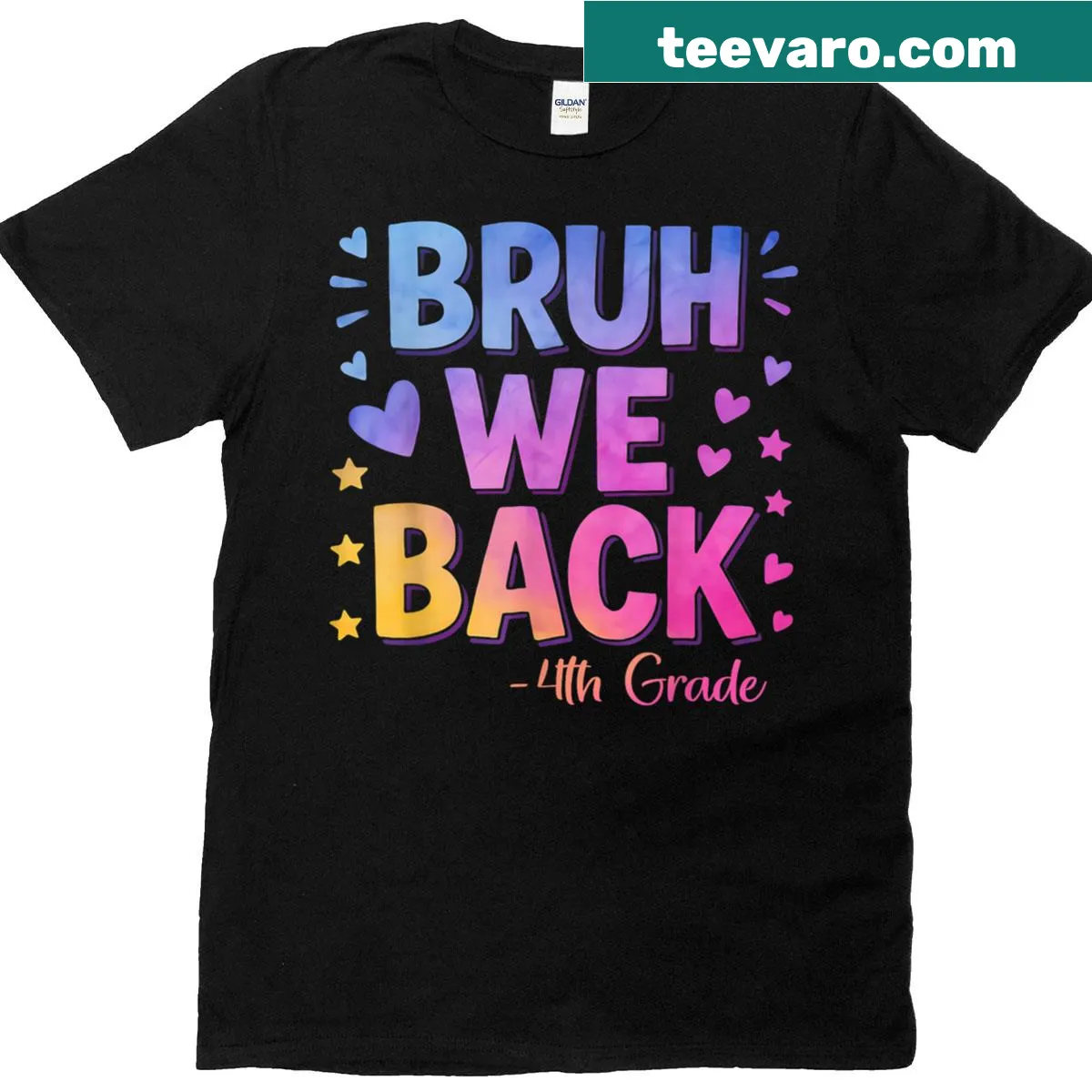 Playful typography Back to School t-shirt with the phrase 'Bruh We Back' — on a men's t-shirt