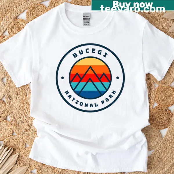 T-shirt featuring a scenic graphic of Bucegi National Park in Romania.
