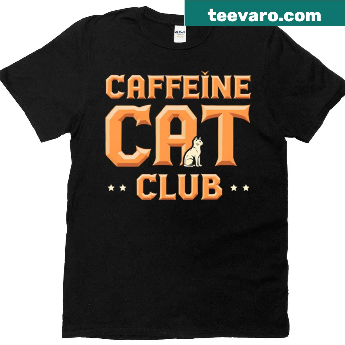 T-shirt featuring a playful design of cats and coffee for coffee lovers — on a men's t-shirt