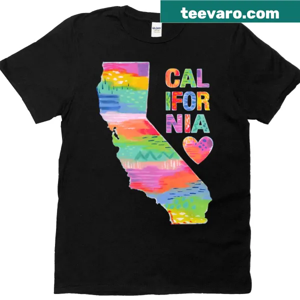 California-themed T-shirt with iconic imagery representing California