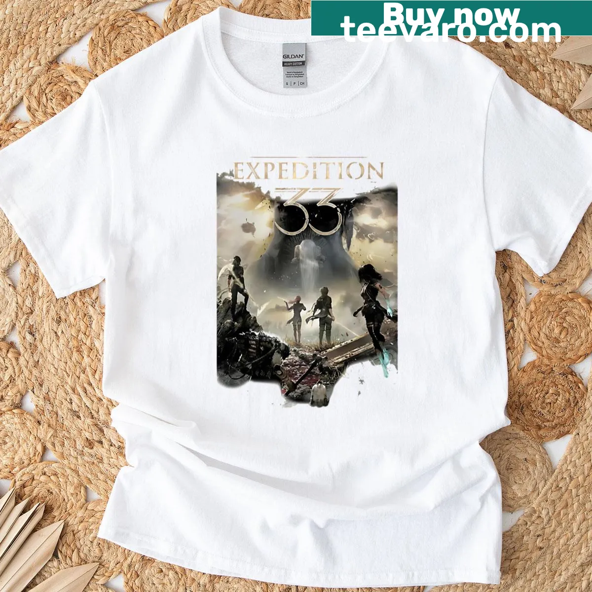 Vintage gamer t-shirt featuring Clair Obscur Expedition 33 design — on a men's t-shirt