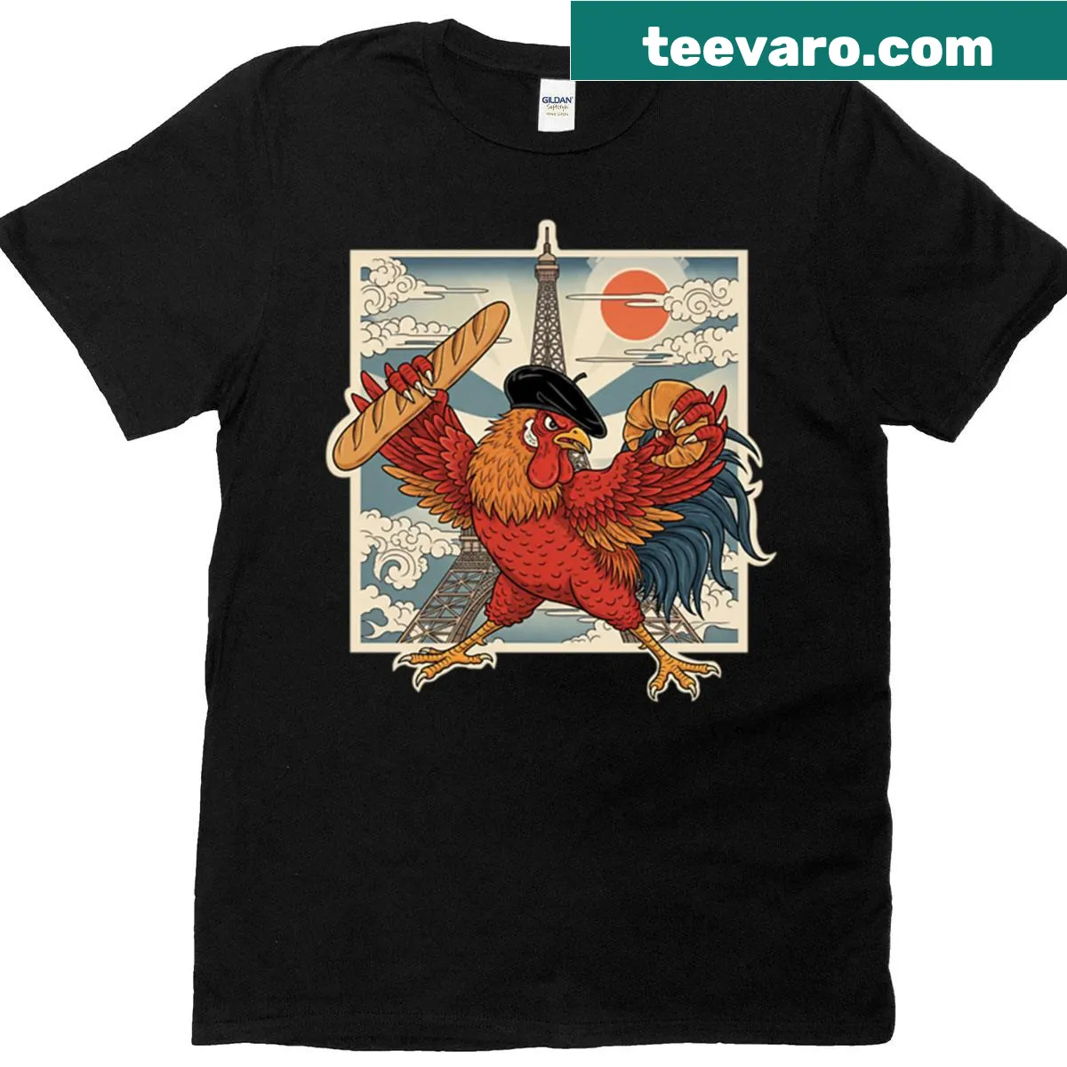 Humorous combat rooster graphic on a t-shirt — on a men's t-shirt