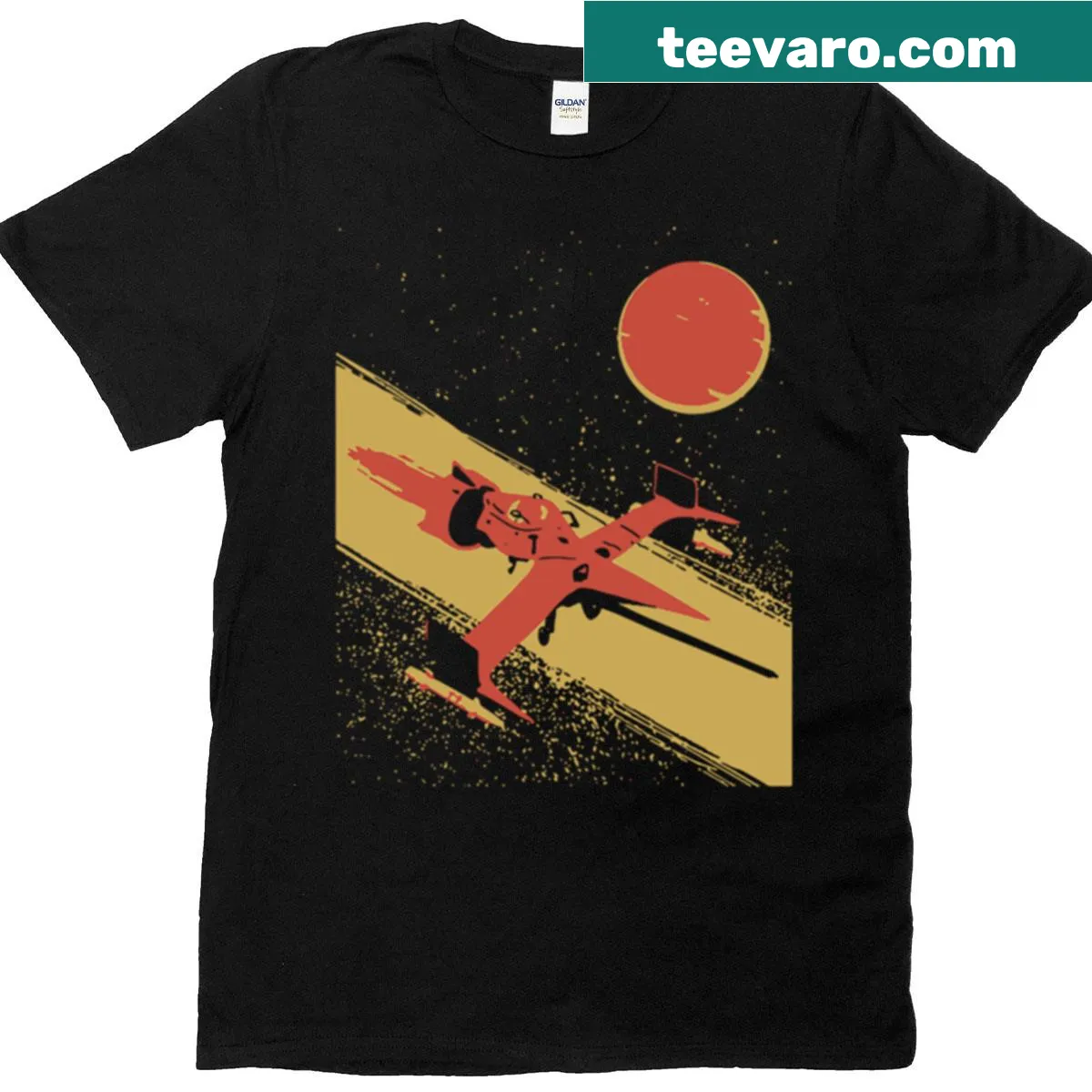 Retro graphic T-shirt featuring Cowboy Bebop themed design — on a men's t-shirt