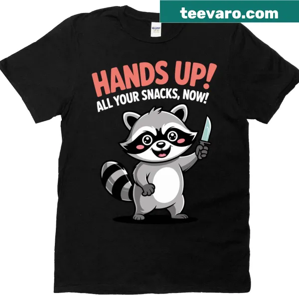 Cute raccoon graphic T-shirt for snack lovers and animal fans