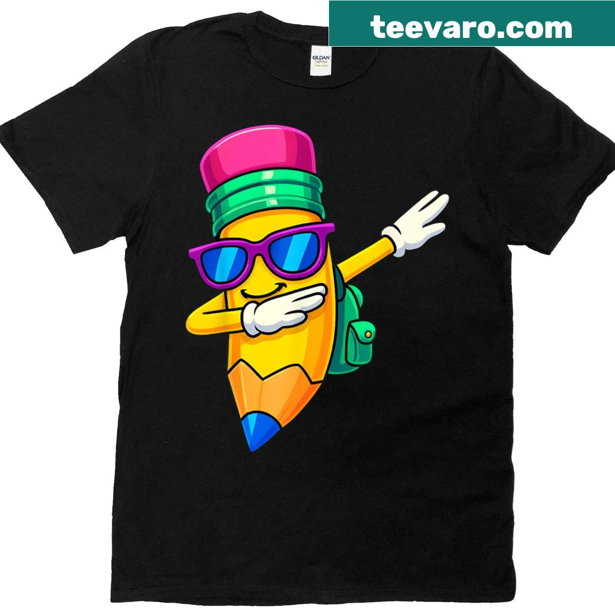 Funny dabbing pencil graphic T-shirt for kids — on a men's t-shirt