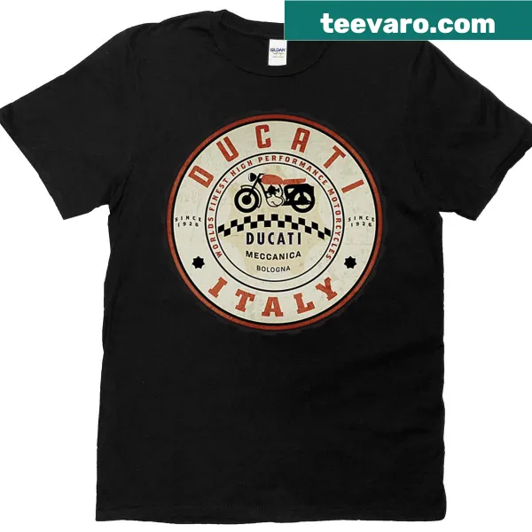 Ducati Motorcycles Italy T-shirt celebrating motorcycle culture