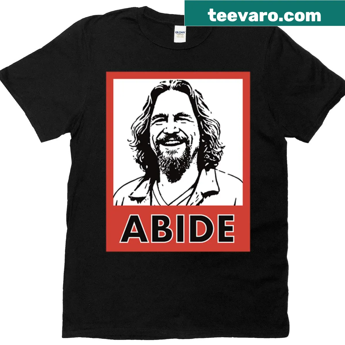 T-shirt with bold text reading 'Dude Abide' in a playful font — on a men's t-shirt