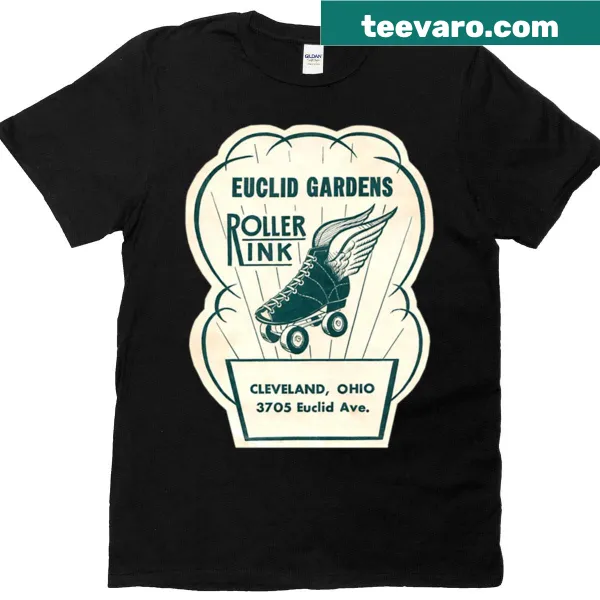 Badge-style graphic representing Euclid Gardens Roller Rink on T-shirt