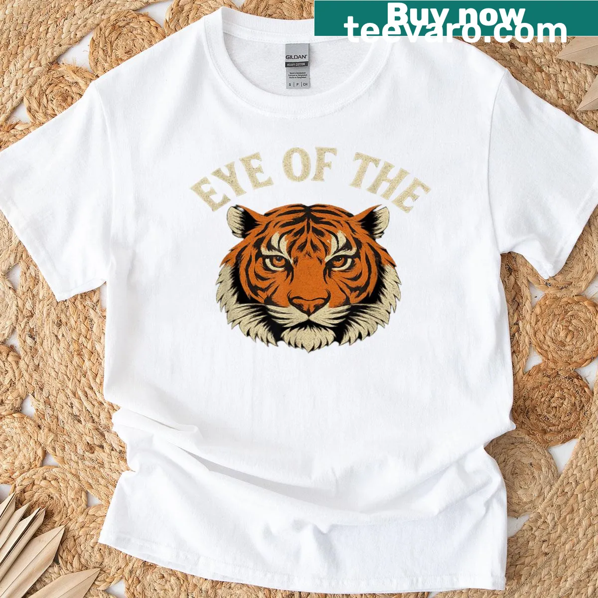 Retro T-shirt featuring a fierce tiger graphic — on a men's t-shirt