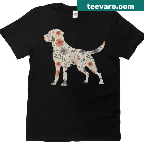Silhouette of a Labrador Retriever with floral design
