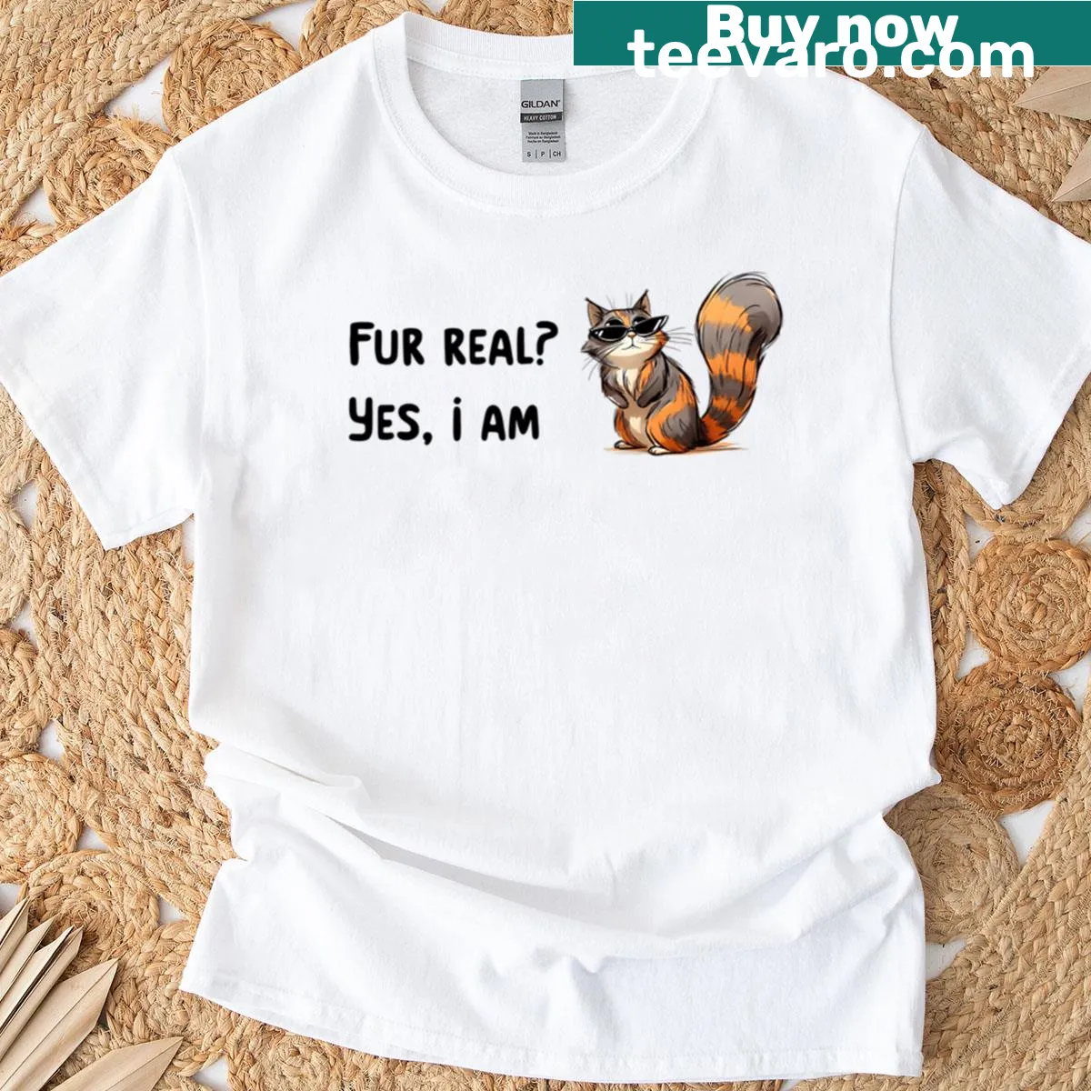 Fur Real Yes I Am T-shirt featuring a playful message — on a men's t-shirt