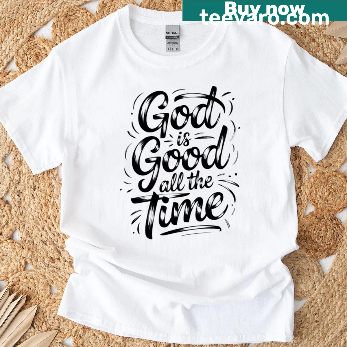 T-shirt featuring the inspirational quote 'God Is Good All The Time' — on a men's t-shirt