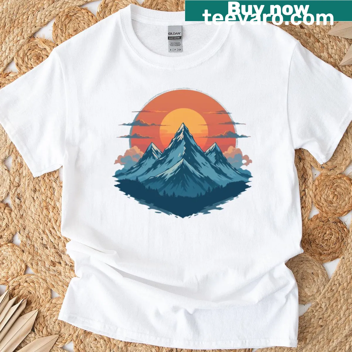 Illustration of a mountain range on a T-shirt — on a men's t-shirt