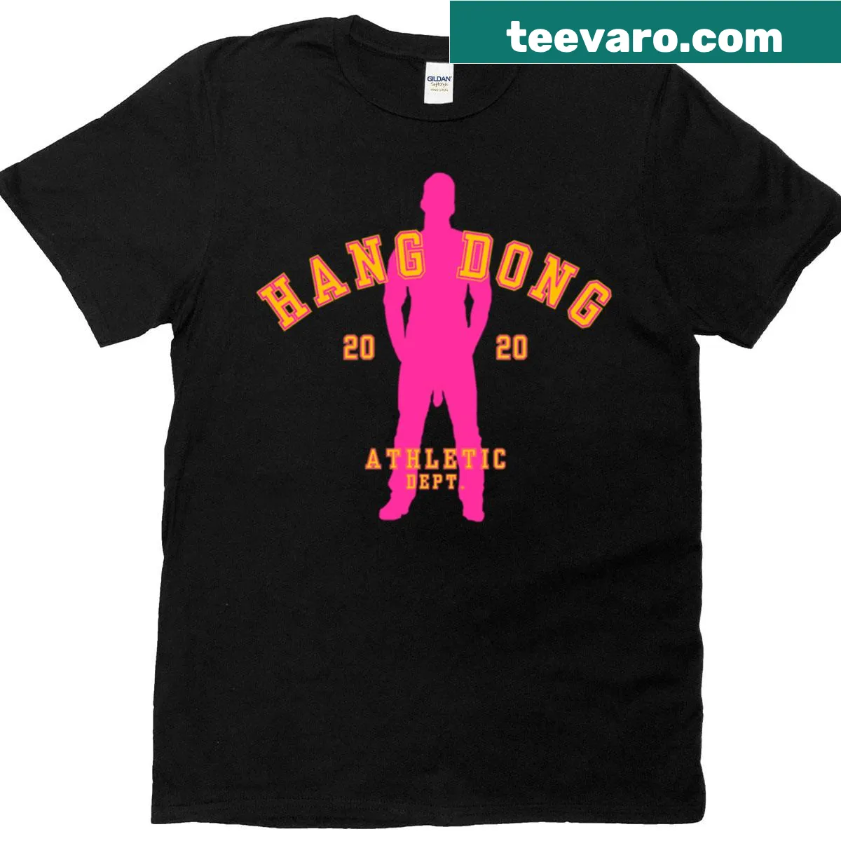 Funny Hang Dong graphic t-shirt with bold typography — on a men's t-shirt