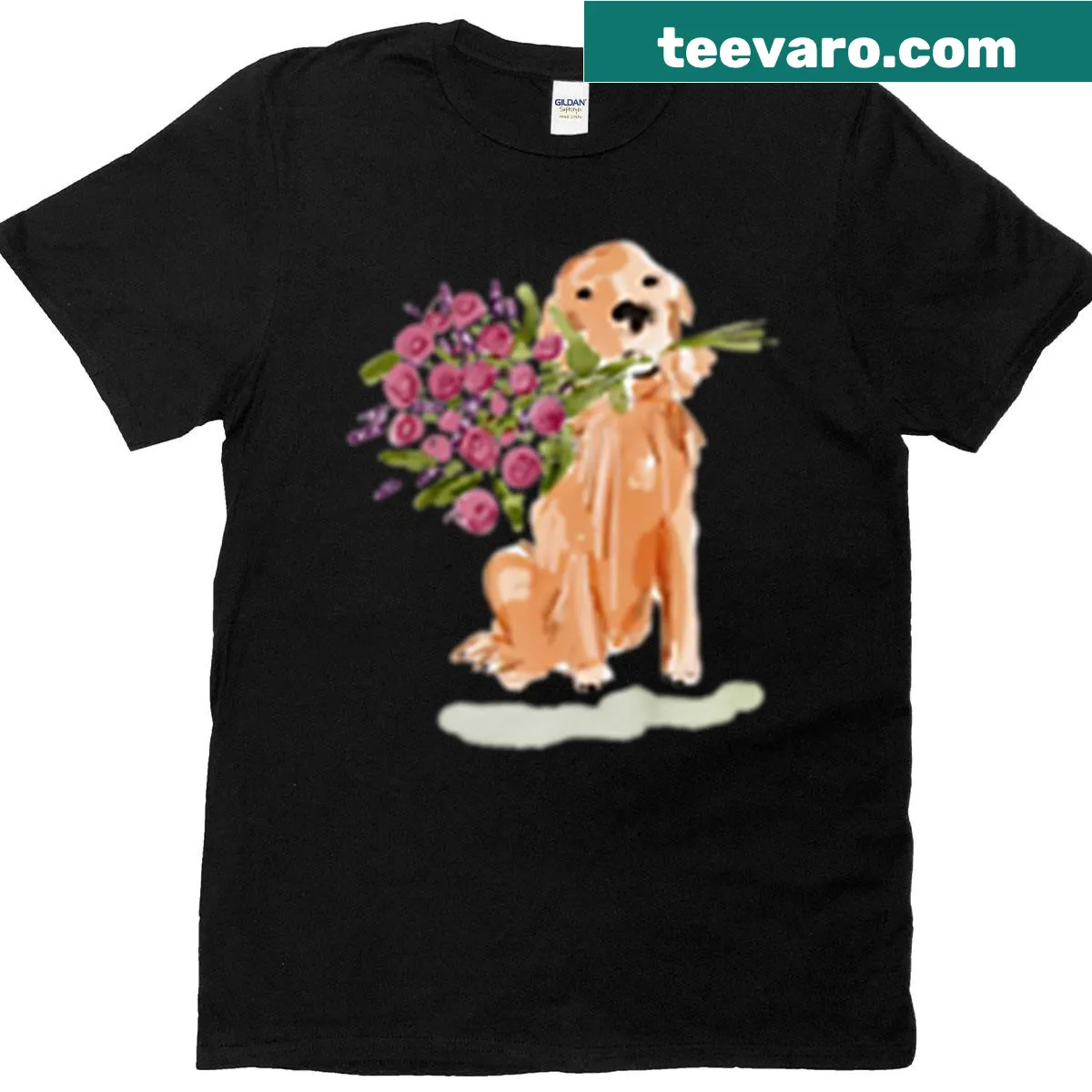 T-shirt featuring a charming bouquet illustration and playful text — on a men's t-shirt