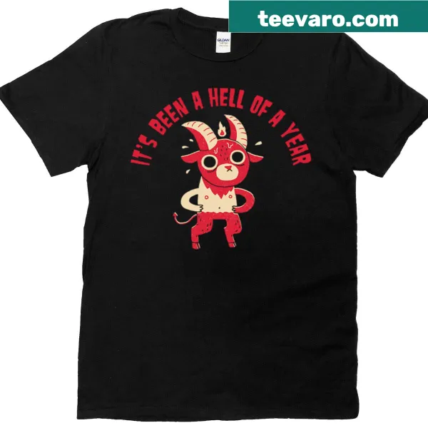 Bold typography saying Hell Of A Year on a t-shirt