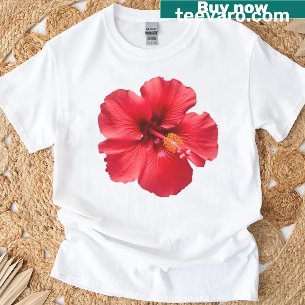 Illustration of a hibiscus flower on a T-shirt