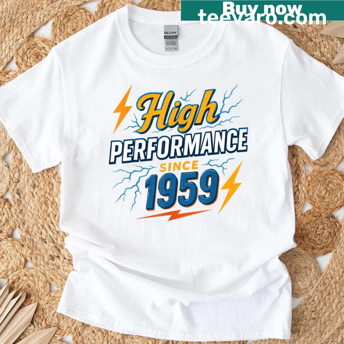 Vintage style High Performance Since 1959 text on a T-shirt — on a men's t-shirt