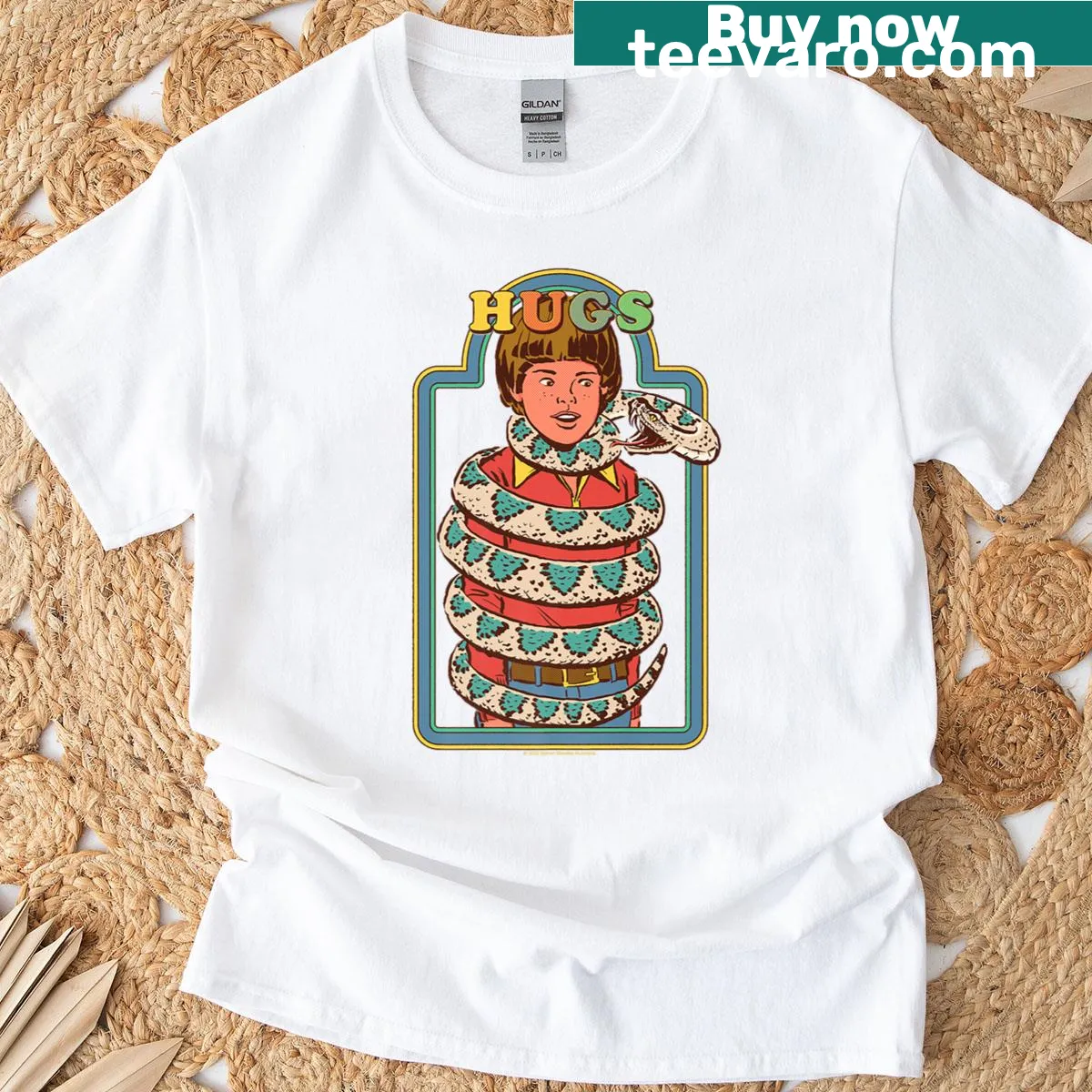 Sarcastic retro t-shirt featuring a humorous snake graphic — on a men's t-shirt