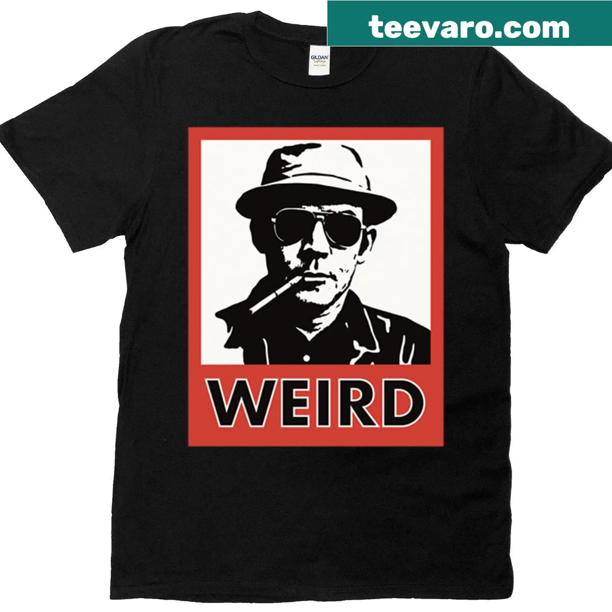 Vintage distressed 'Hunter Weird' t-shirt design — on a men's t-shirt