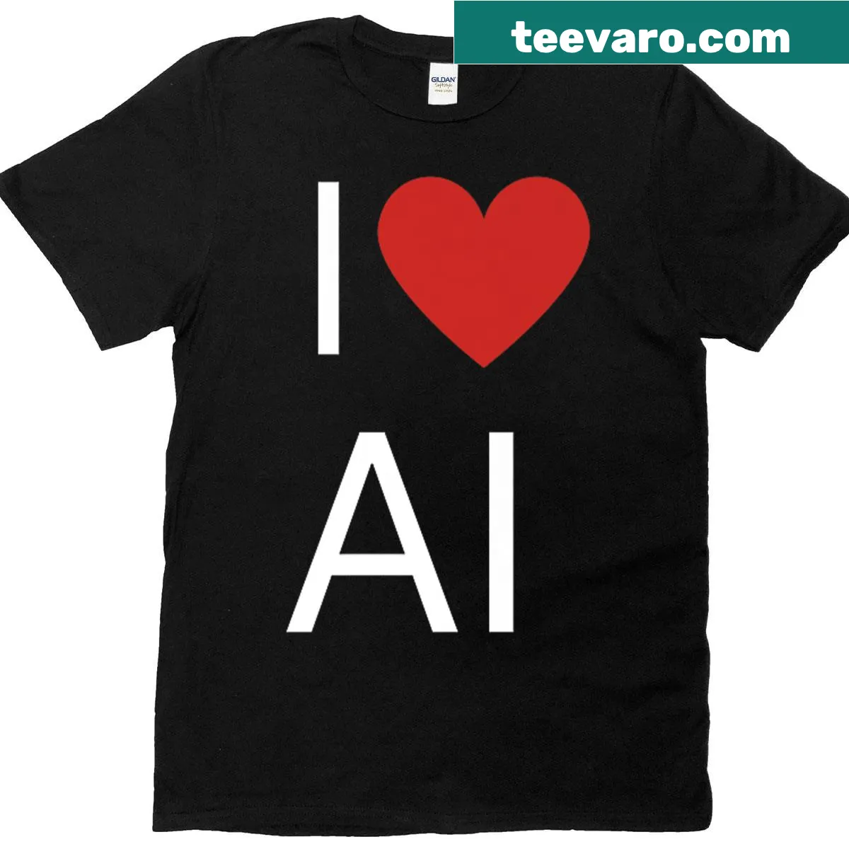 T-shirt featuring text 'I Love AI' for tech enthusiasts — on a men's t-shirt