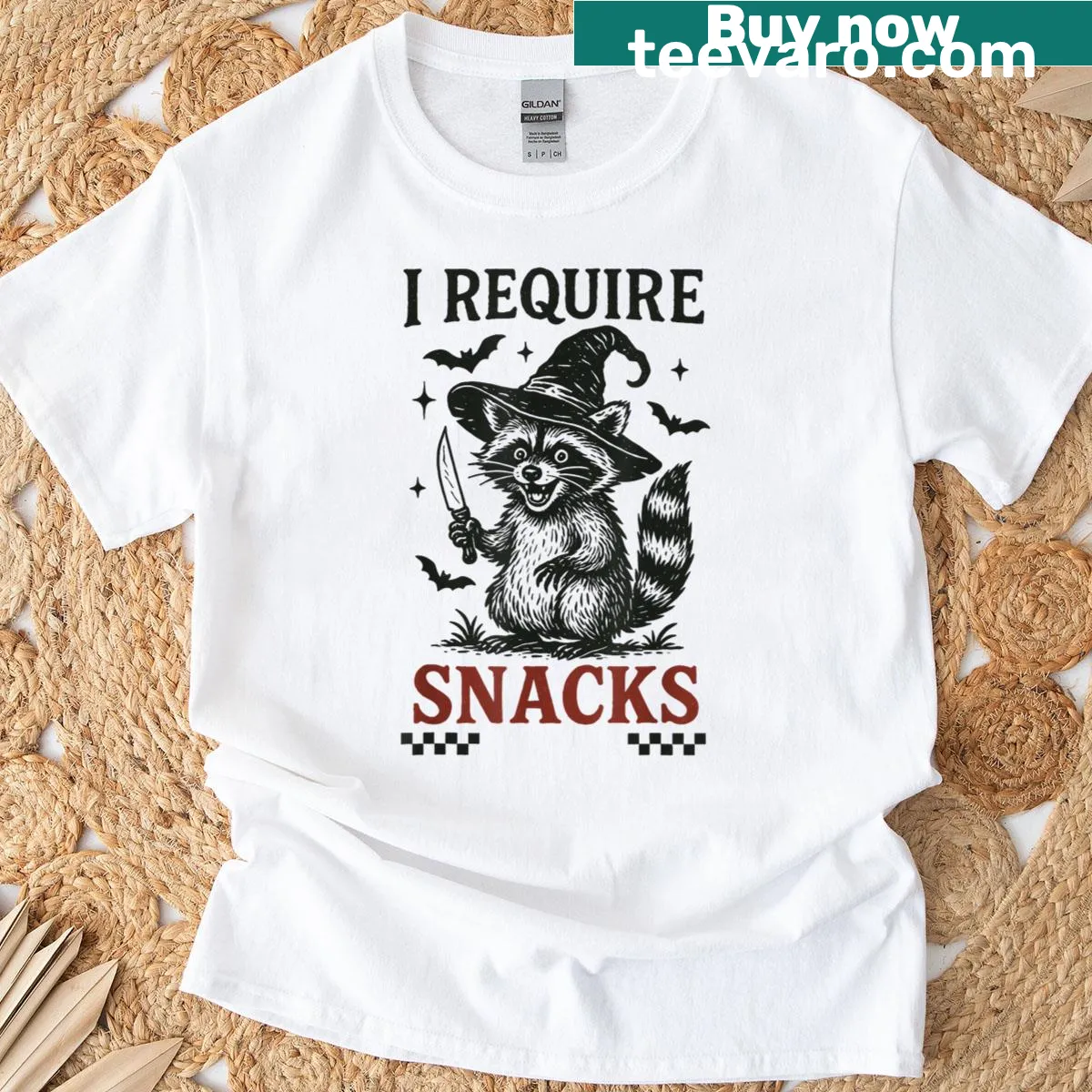 Funny Halloween T-shirt with a raccoon graphic — on a men's t-shirt