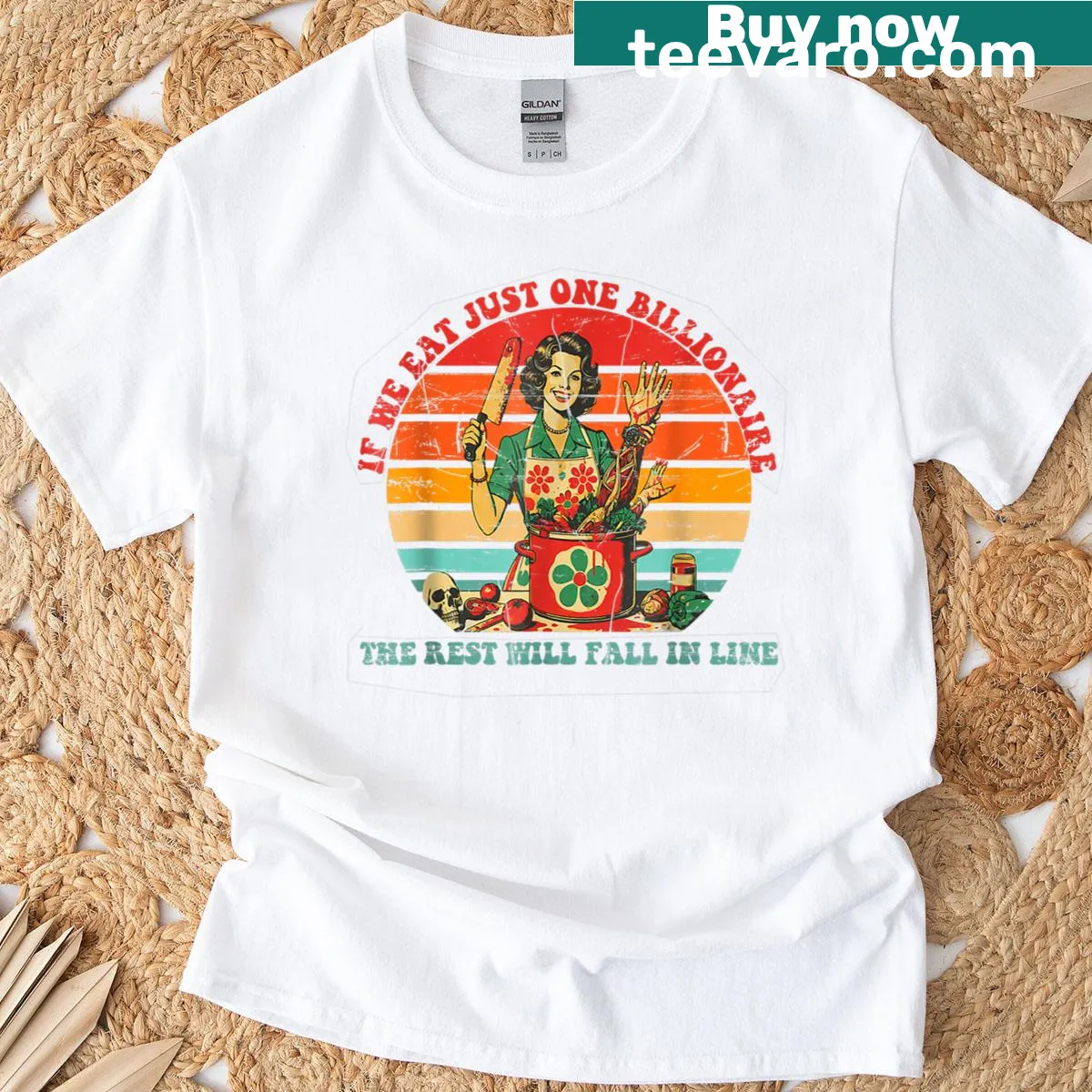 Funny shirt with a humorous phrase about billionaires and society — on a men's t-shirt