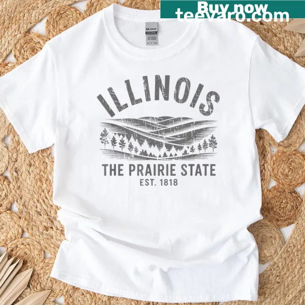 Vintage graphic of mountains representing Illinois