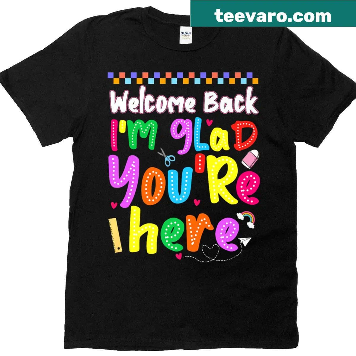 Sentimental teacher t-shirt welcoming back to school with illustrations — on a men's t-shirt