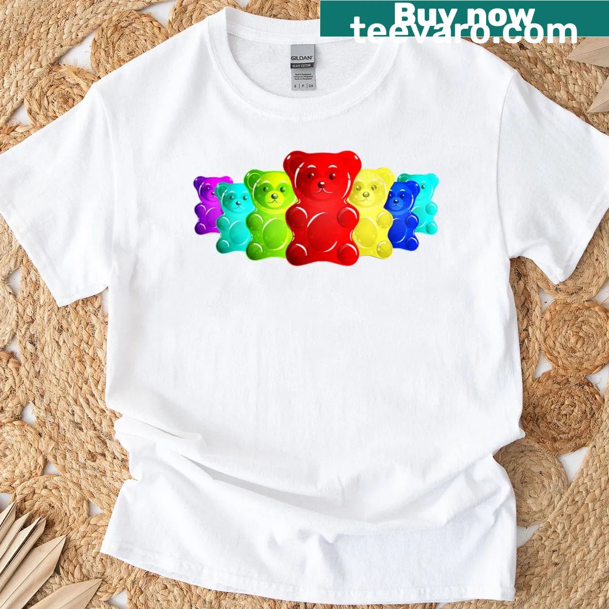 Cute gummy bear illustration t-shirt for kids — on a men's t-shirt