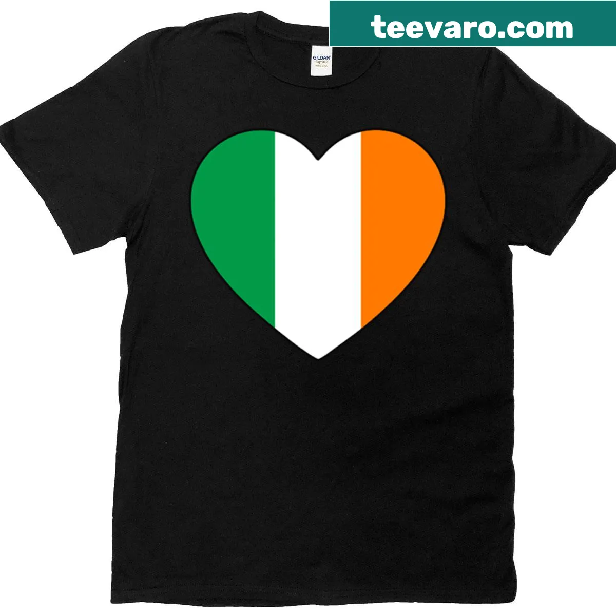 Irish Flag Heart graphic on a T-shirt — on a men's t-shirt