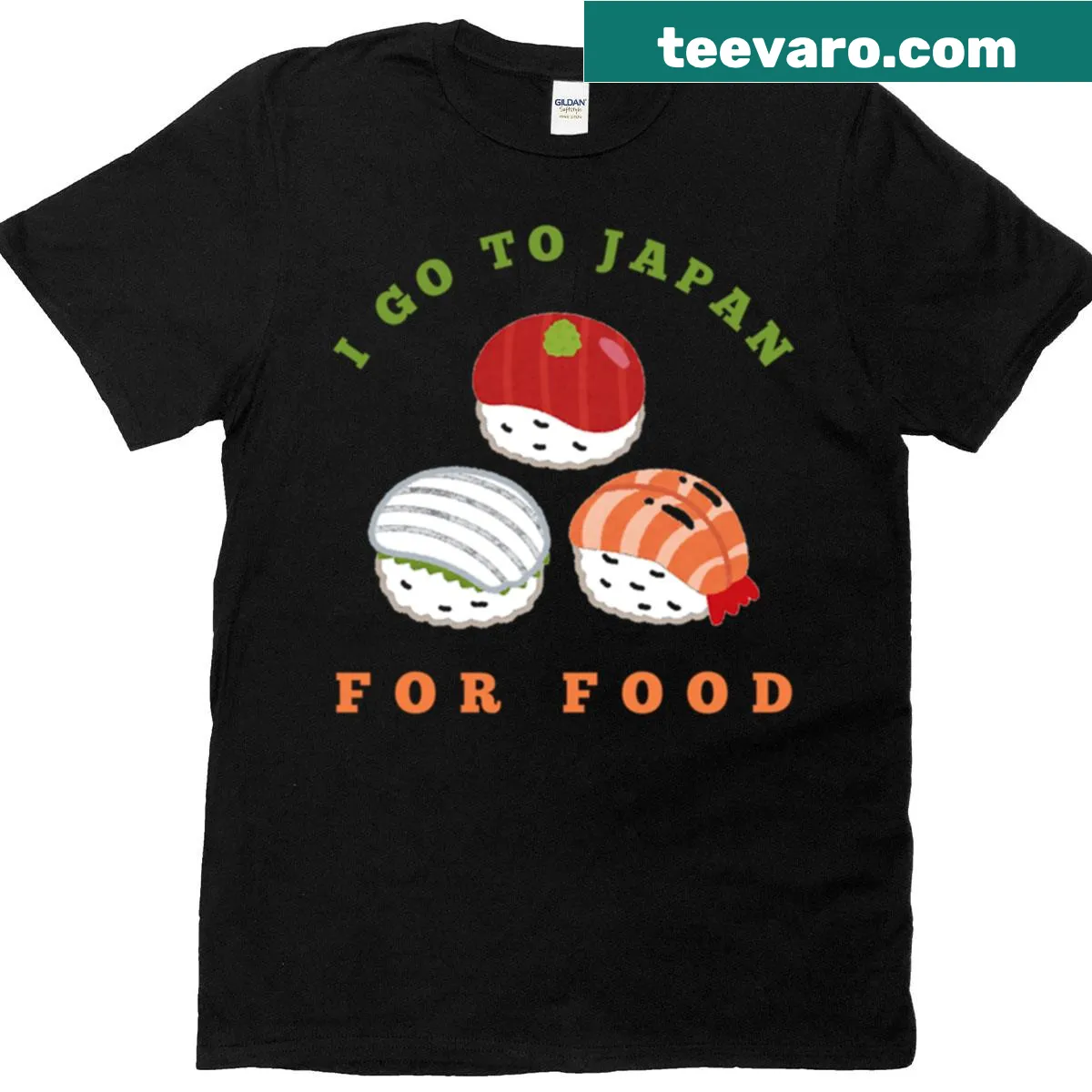 T-shirt celebrating Japanese cuisine with food illustrations — on a men's t-shirt