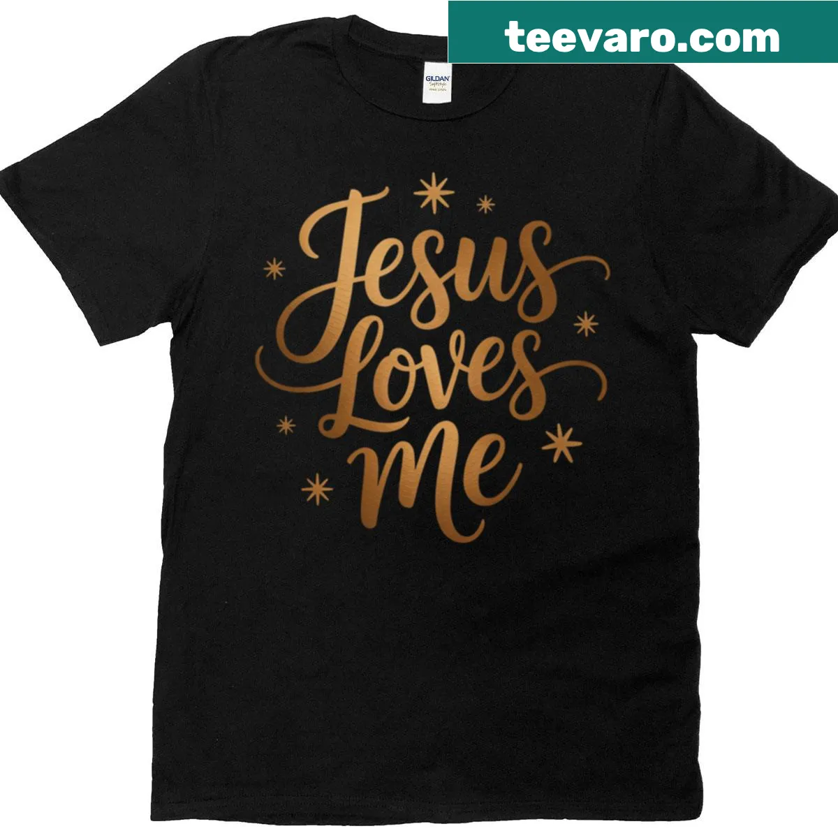 T-shirt with the quote 'Jesus Loves Me' in bold typography — on a men's t-shirt