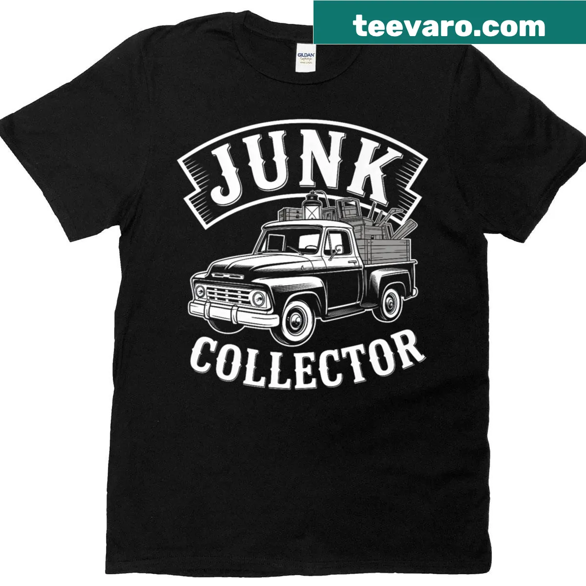 Vintage T-shirt celebrating junk collecting and truck enthusiasm — on a men's t-shirt