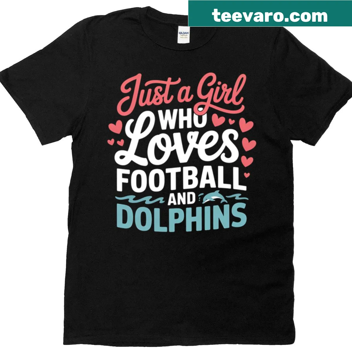 Cute fan t-shirt showcasing love for football and the Miami Dolphins — on a men's t-shirt