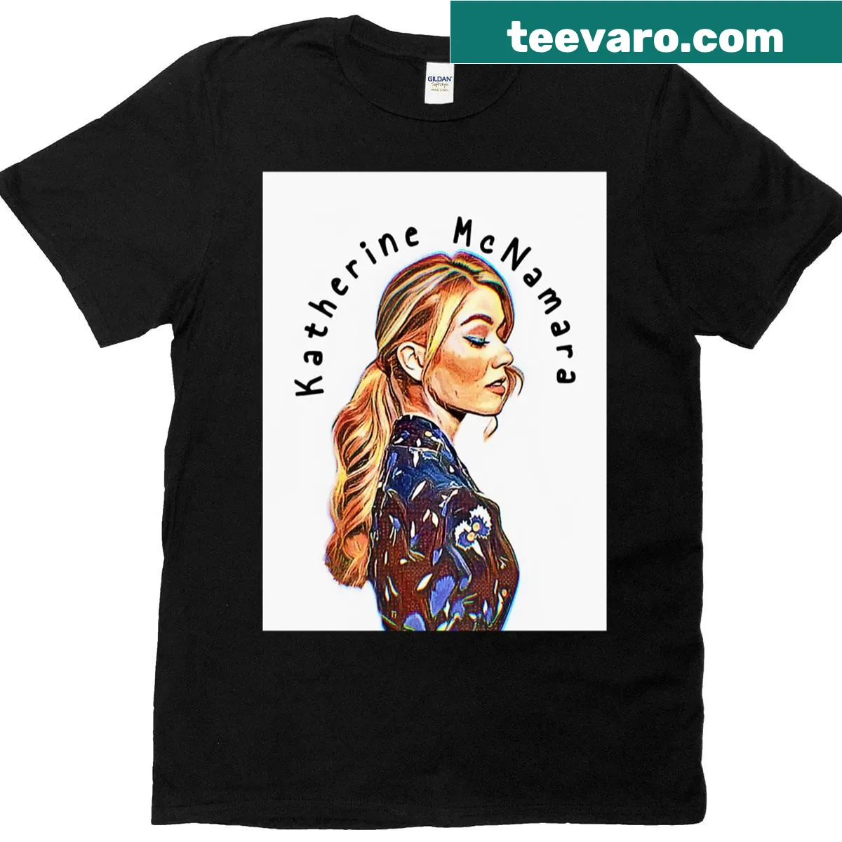 T-shirt honoring actress Katherine McNamara — on a men's t-shirt