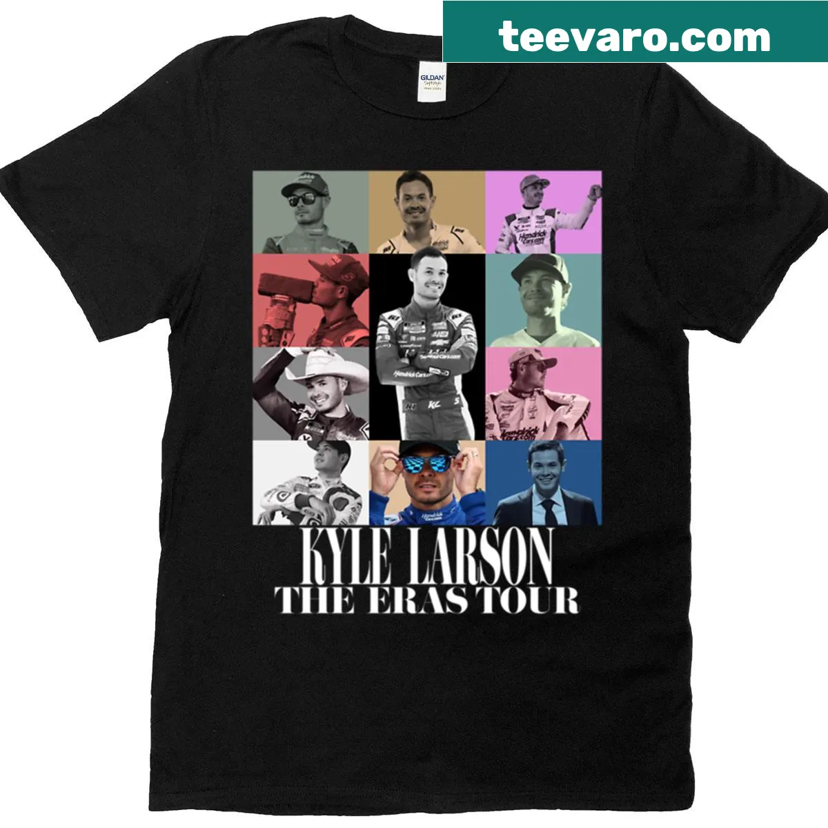 Typographic design featuring Kyle Larson's name on a shirt — on a men's t-shirt