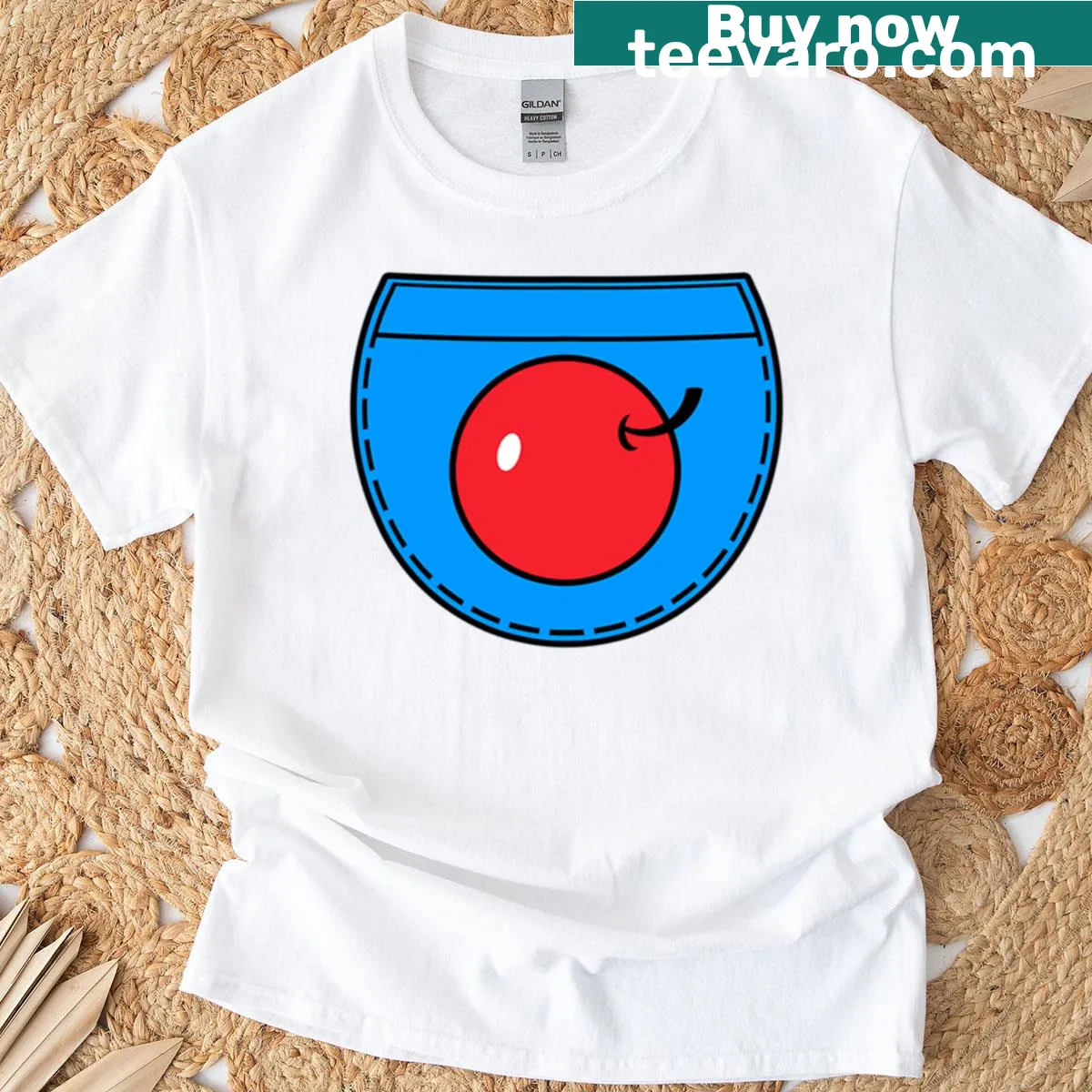 Cute T-shirt with cartoon beavers peeking from a pocket — on a men's t-shirt