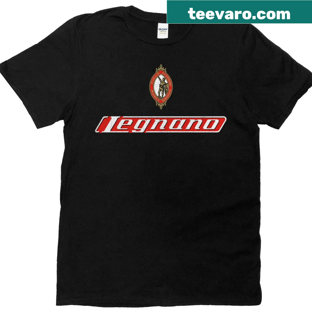 Vintage cycling crest logo on a T-shirt — on a men's t-shirt