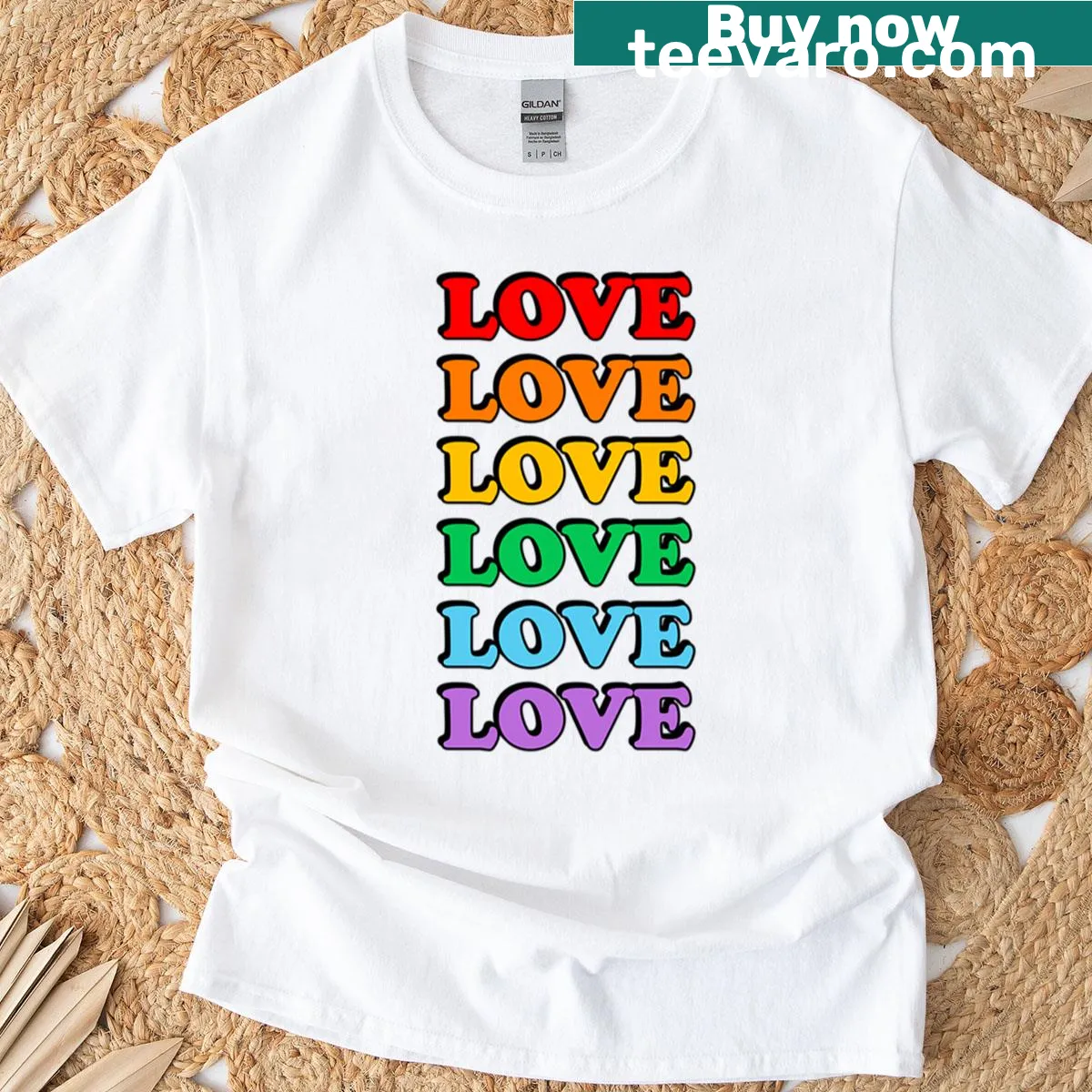 Typography T-shirt celebrating LGBT pride and love, showcasing support for equality. — on a men's t-shirt