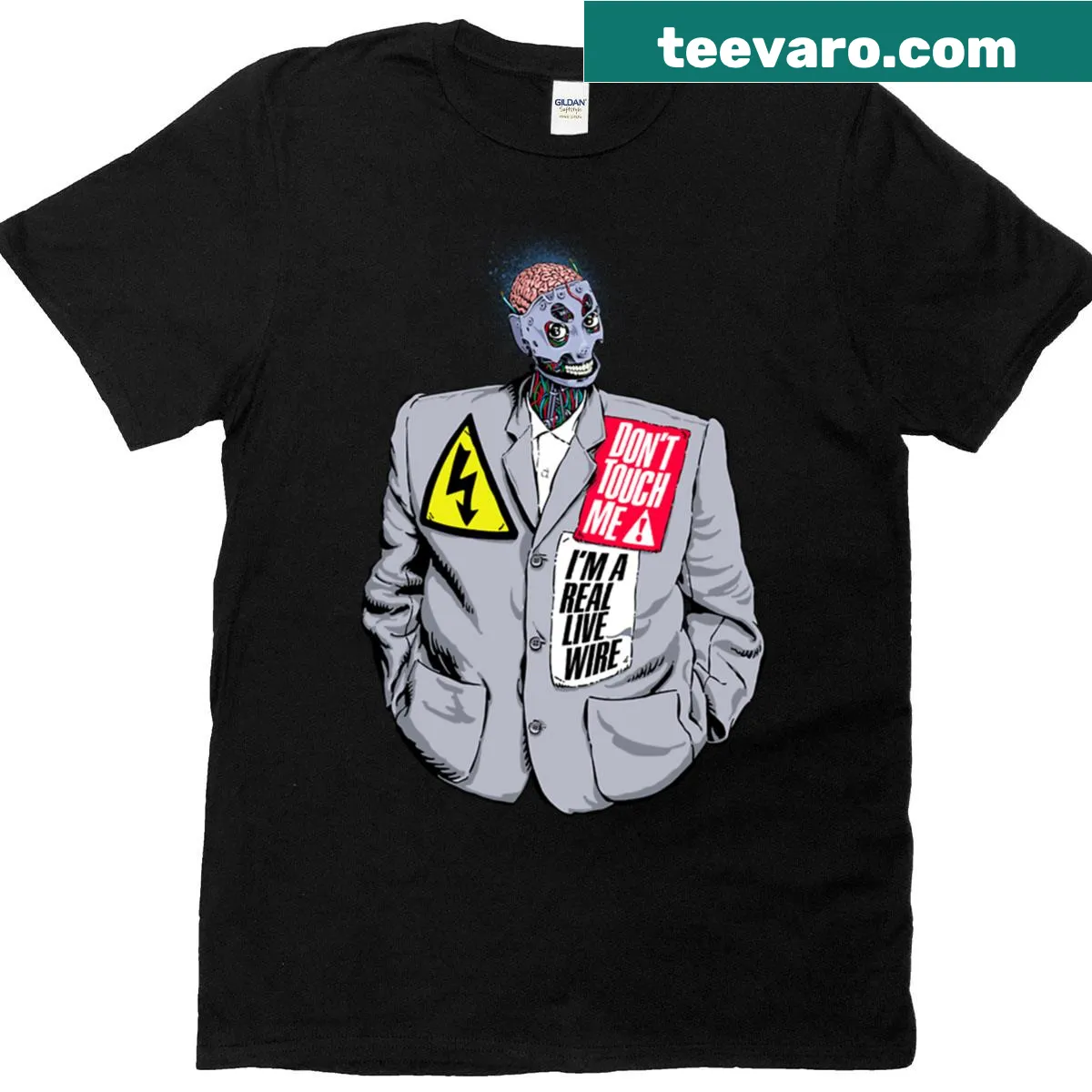 Bold typography Live Wire graphic on a T-shirt — on a men's t-shirt