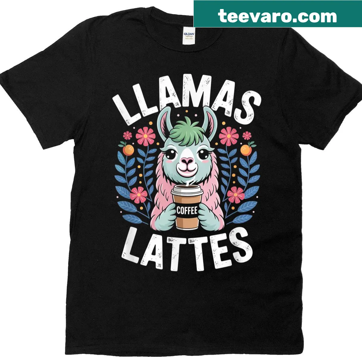 Funny llama coffee lover vintage t-shirt — on a men's t-shirt