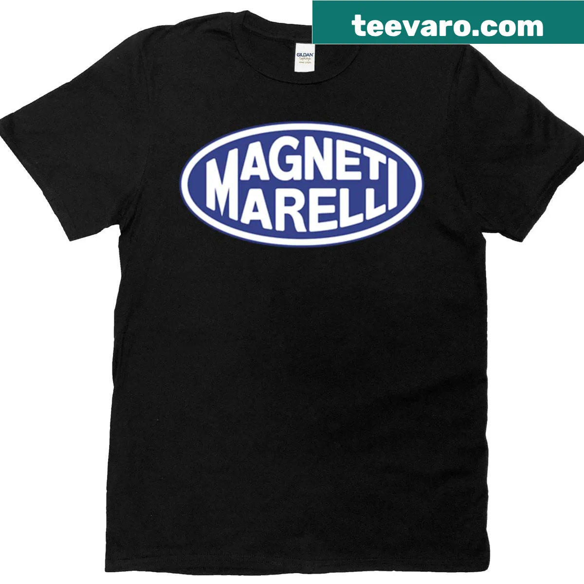 Vintage Magneti Marelli logo T-shirt from the 1970s — on a men's t-shirt