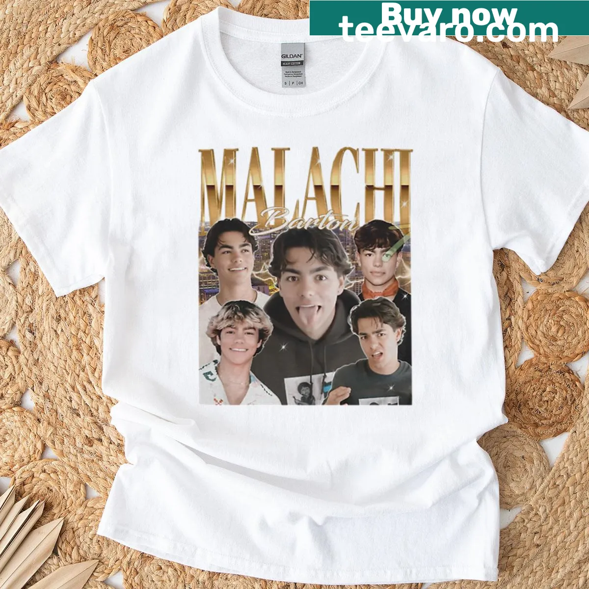 Vintage-style Malachi graphic t-shirt with a distressed look — on a men's t-shirt