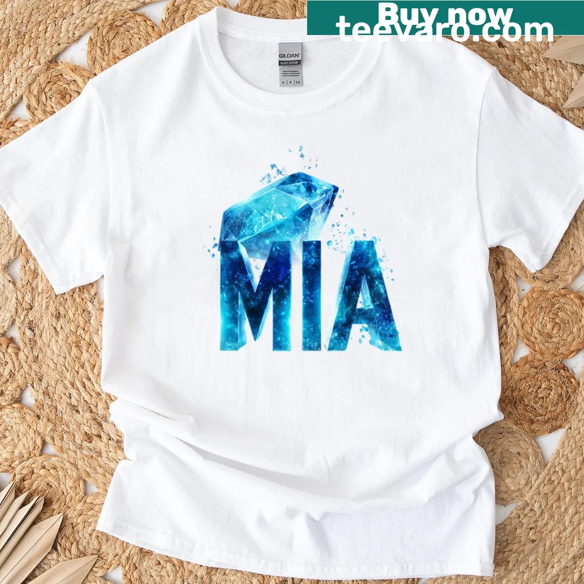 Name burst graphic T-shirt featuring the name Mia — on a men's t-shirt