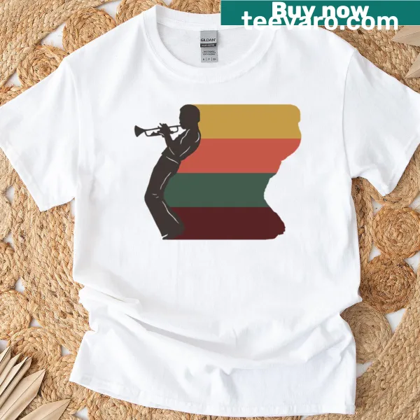 Retro silhouette of Mile Davis on a minimalist T-shirt design