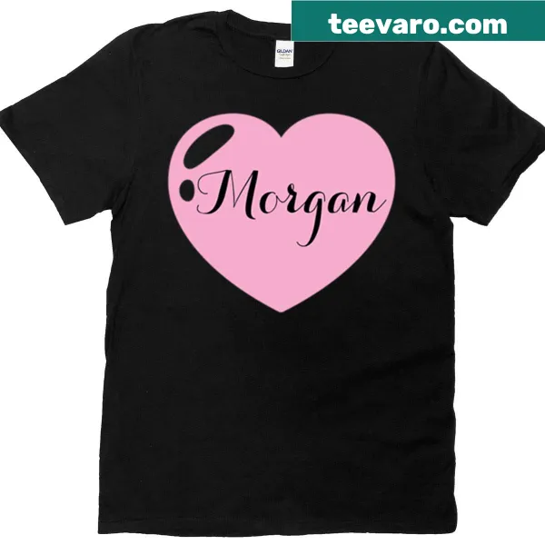 T-shirt featuring the name 'Morgan' with a pink heart graphic